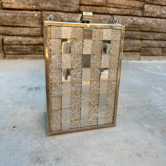 Vintage 1950’s Dorset Rex Chrome Lattice Mirrored Pyramid Lucite Handbag - Picture 1 of 9